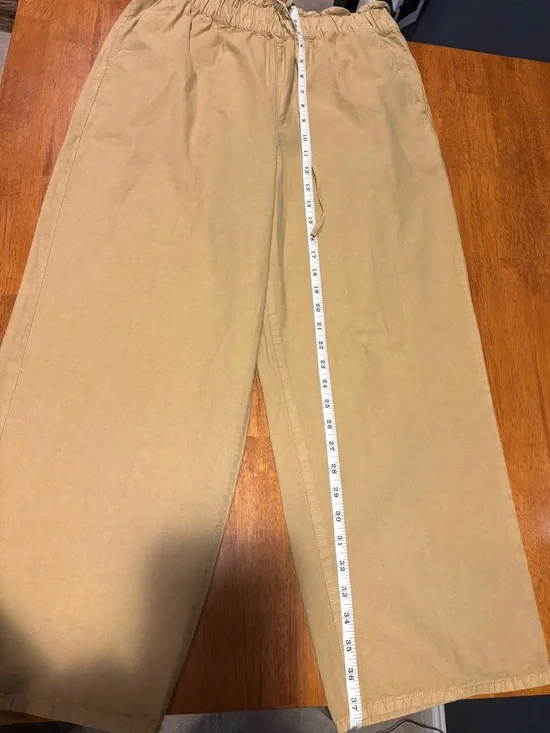 J.Crew NWT Linen Blend Wide Leg Crop Pants Tan Drawstring Elastic Waist M - Picture 12 of 15